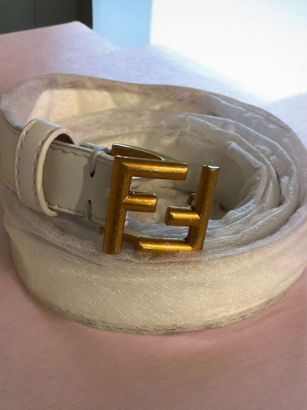 White Belt with Gold Buckle